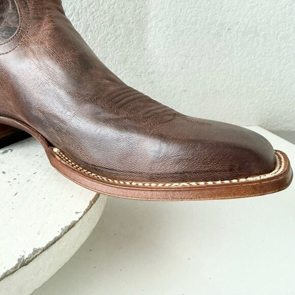 Rod Patrick Mens Cowboy Boots 12.5 A Perro Loco Brown Leather Western Square Toe - Picture 9 of 15